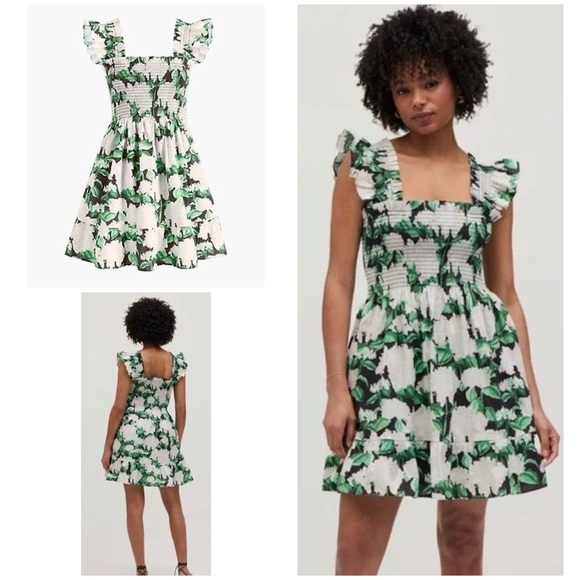 Hill House Dresses & Skirts - Hill House Elizabeth Smocked Night Bloom Green Mini Nap Dress XS​​